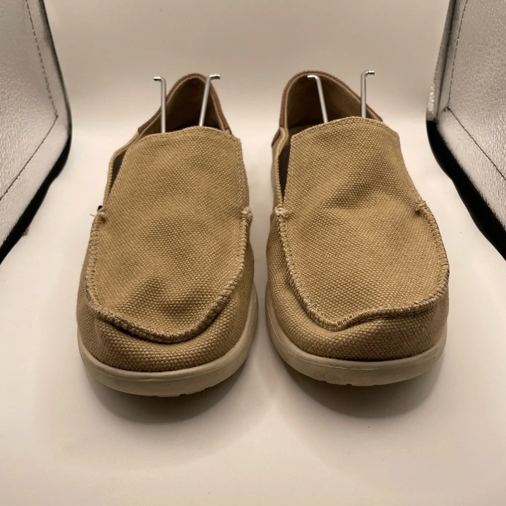Crocs Santa Cruz Casual Tan and Brown Slip-On Shoes size 5